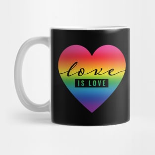 Valentines Day Gift - Love is Love - Pride Rainbow Heart Mug